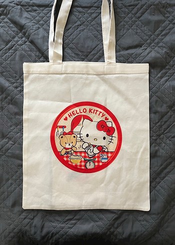 Bej Hello Kitty Baskılı Kadın Bez Çanta
