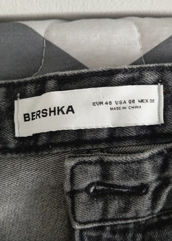 Bershka Gri Bol Kesim Kot Pantolon
