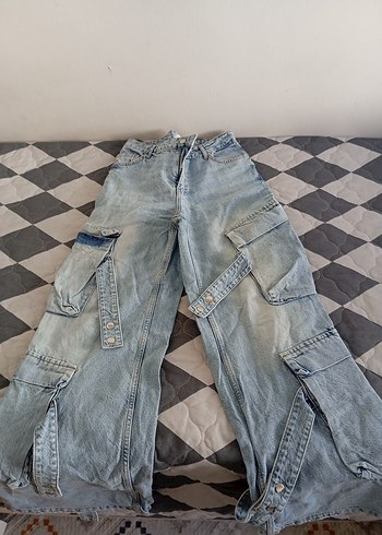 Zara Geniş Kesim Mavi Kot Pantolon