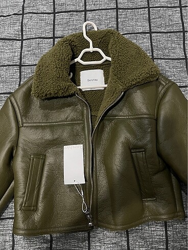 s Beden haki Renk Bershka suni deri çift taraflı ceket