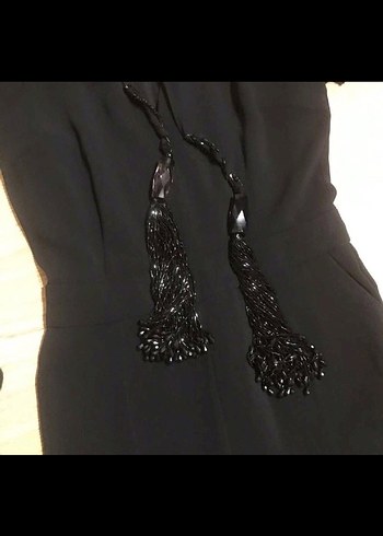 Siyah V Yakalı Kadın Tulum - Görsel 3