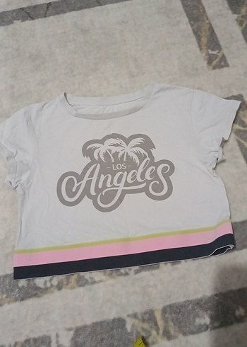 Kız Çocuk Beyaz Baskılı Kısa Kollu Tişört - Görsel 3