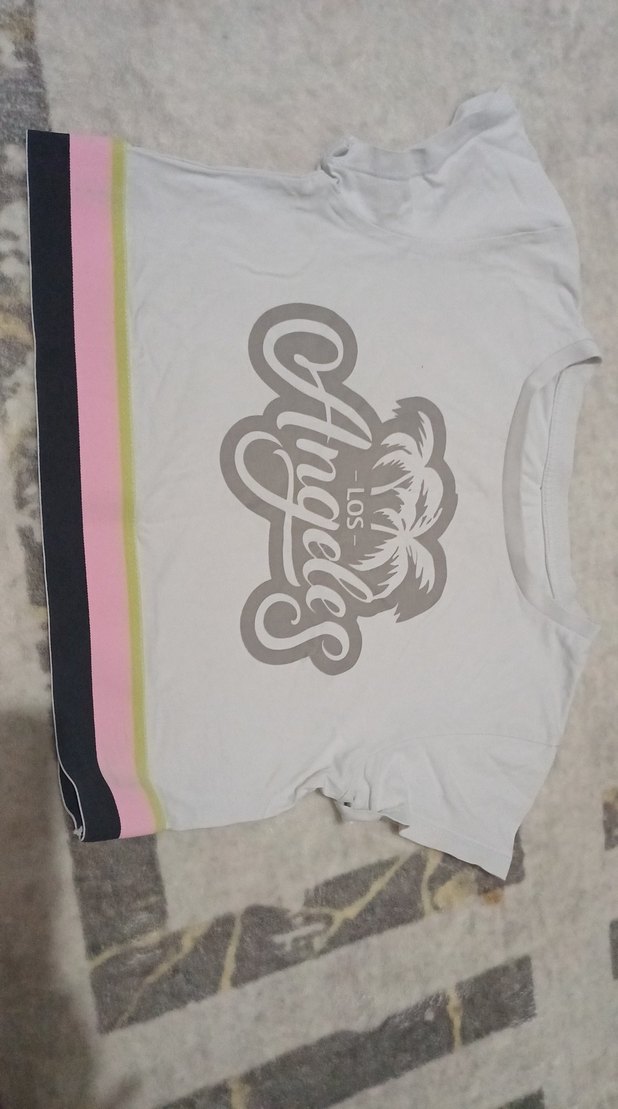 Kız Çocuk Beyaz Baskılı Kısa Kollu Tişört - Görsel 2