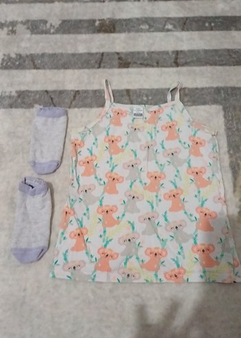 Kız Çocuk Çok Renkli Desenli Askılı Atlet - Görsel 3