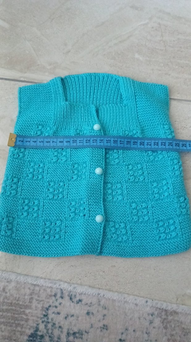 Turkuaz Örgü Kız Çocuk Yelek - Görsel 5