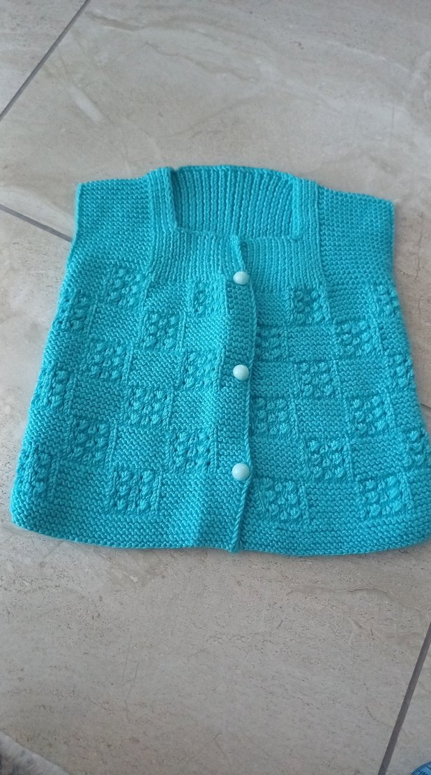 Turkuaz Örgü Kız Çocuk Yelek - Görsel 2