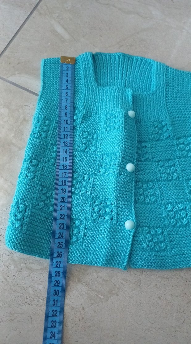 Turkuaz Örgü Kız Çocuk Yelek - Görsel 4