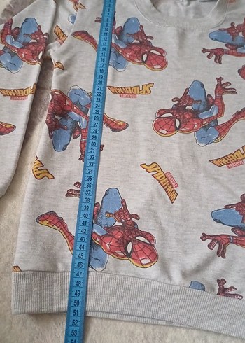 Örme Örümcek Adam Baskılı Gri Erkek çocuk Sweatshirt - Görsel 4