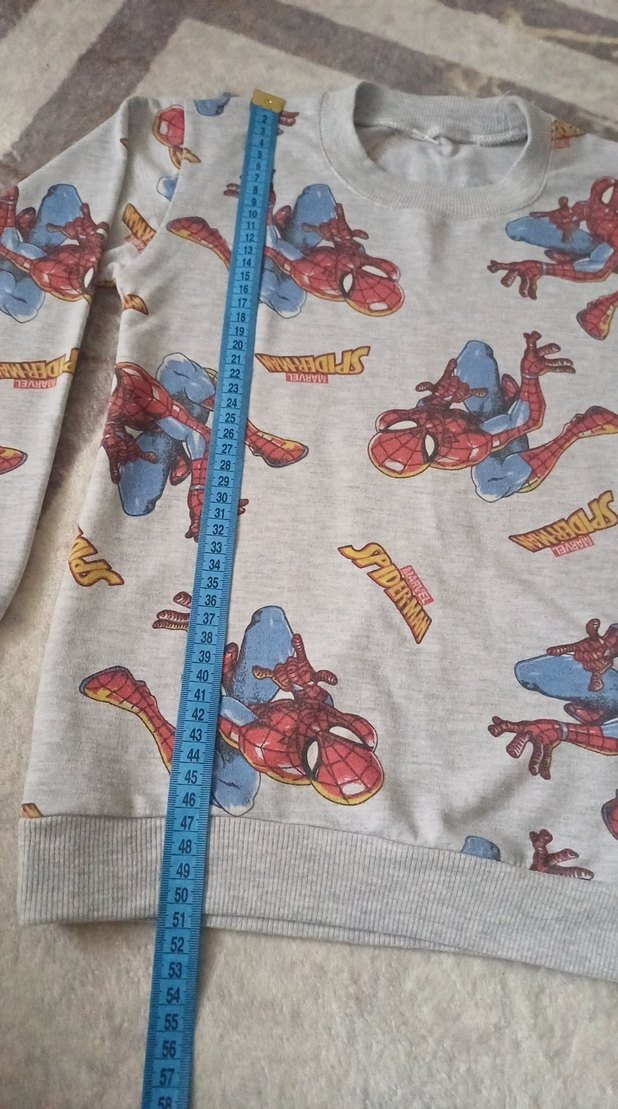 Örme Örümcek Adam Baskılı Gri Erkek çocuk Sweatshirt - Görsel 3