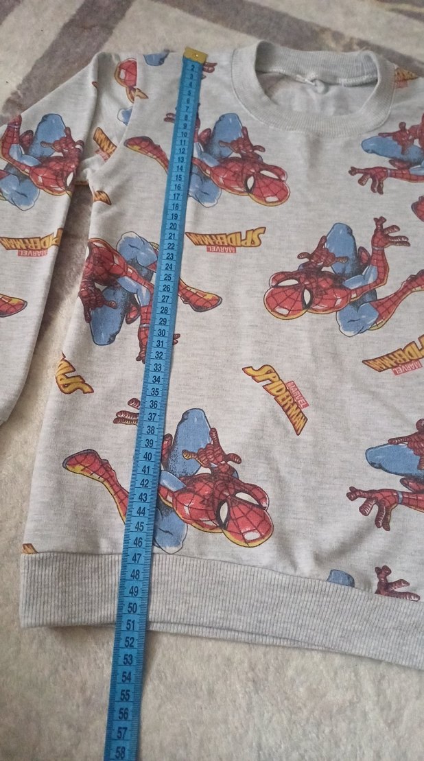 Örme Örümcek Adam Baskılı Gri Erkek çocuk Sweatshirt - Görsel 4