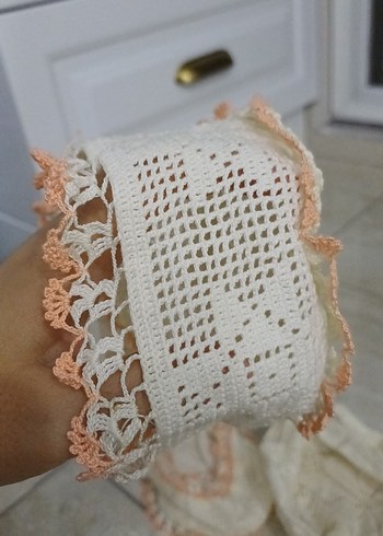 Beden beyaz Renk Bohem Tarzı El Örgüsü Sepet ve Dantel Seti