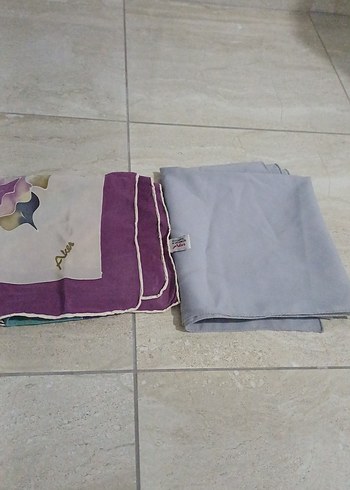 Fermuarlı Mor ve Gri İpek Şal