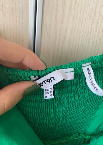 38 Beden yeşil Renk Yeşil Straplez Midi Bohem Elbise