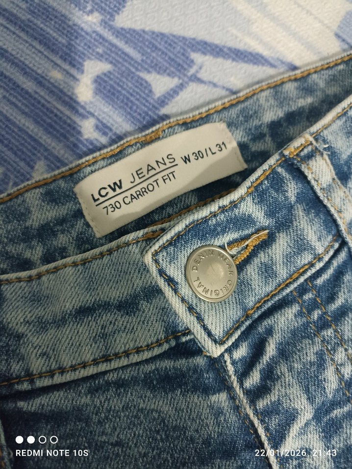 Düğmeli Mavi Tie-Dye erkek Jean - Görsel 2