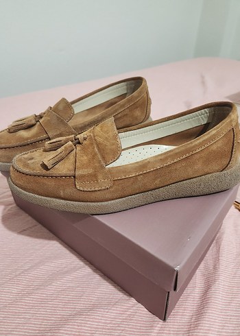 Derimod Derimod Taba Süet Kadın Püsküllü Loafer