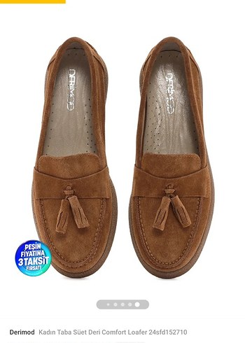 Derimod Taba Süet Kadın Püsküllü Loafer