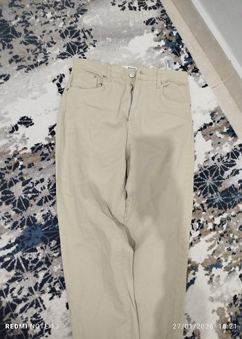 Bej skinny Kadın Rahat Kesim Pantolon - Görsel 2