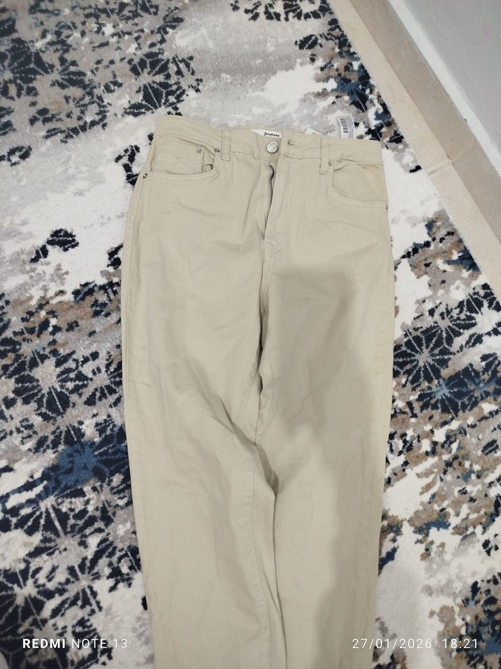 Bej skinny Kadın Rahat Kesim Pantolon - Görsel 2