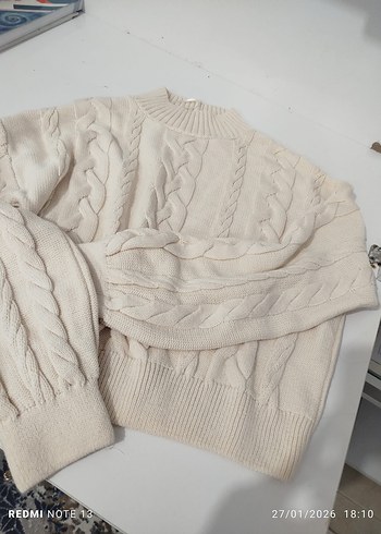 Bej Örgü Kadın Keten Kazak - Görsel 2