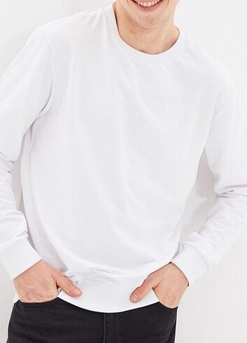 Unisex İnce Beyaz Sweatshirt + unisex sweatshirt