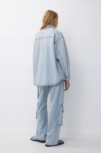 m Beden oversize denim gömlek