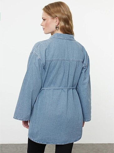 l Beden mavi Renk denim gömlek