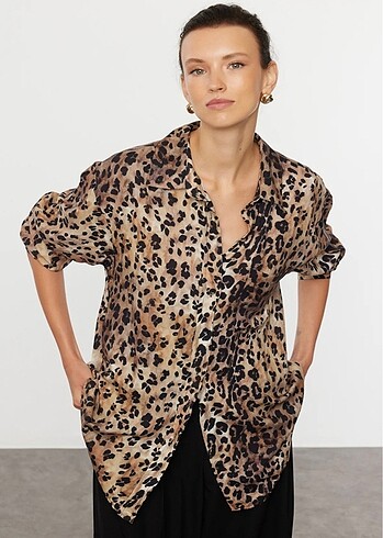 40 Beden leopar gömlek
