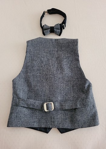 Diğer Gri Denim Yelek ve Papyon Takım