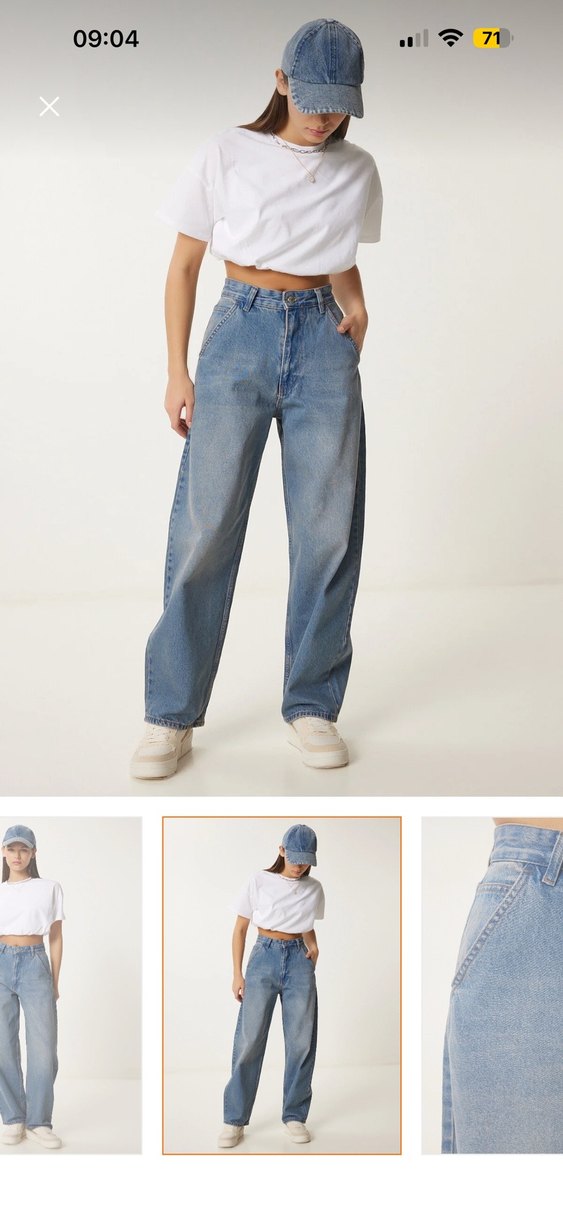 Kadın Mavi Rahat Kesim Midi Denim Pantolon - Görsel 2