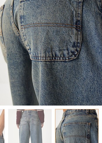 Kadın Gri Batik Desenli Salaş Jean - Görsel 3