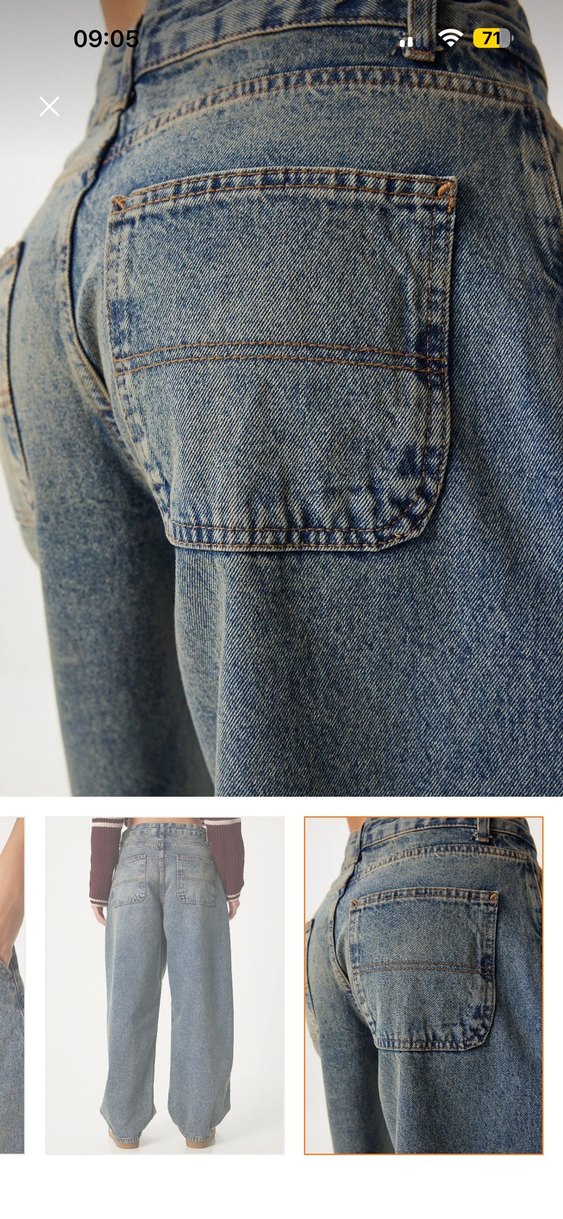 Kadın Gri Batik Desenli Salaş Jean - Görsel 3