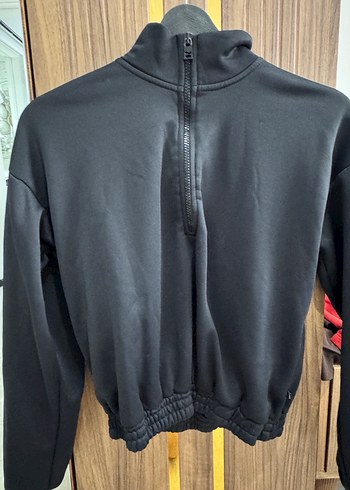 Siyah Yarım Fermuarlı Kadın Sweatshirt - Görsel 3