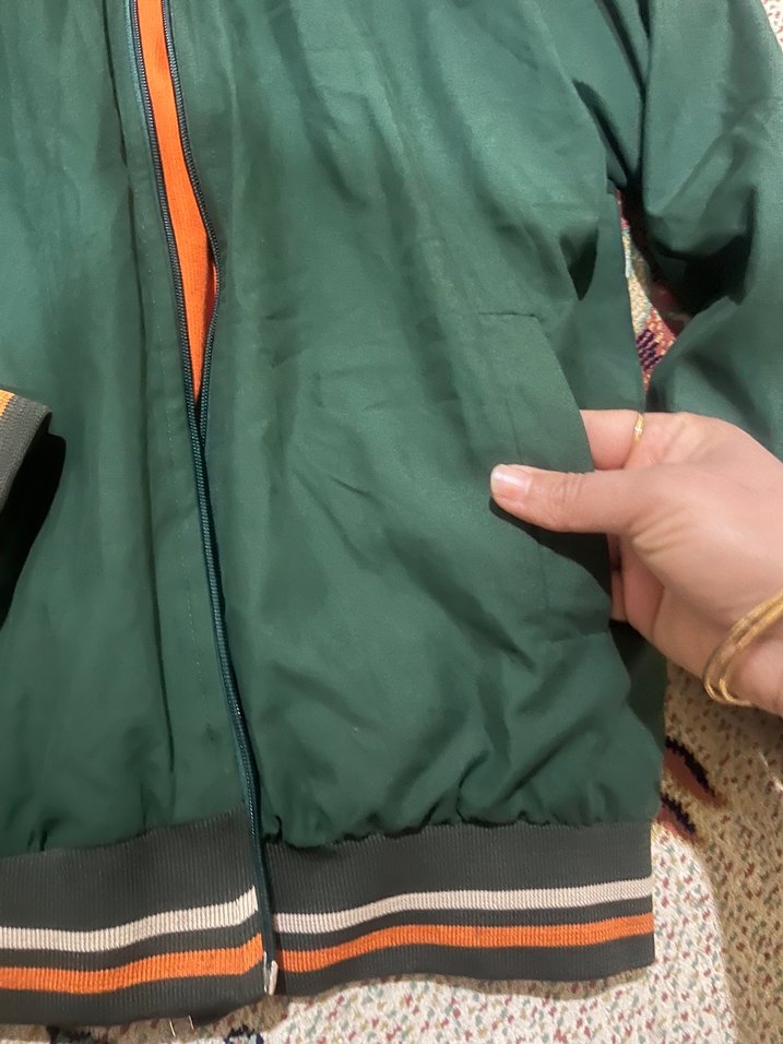 Yeşil Midi Boylu Fermuarlı Kadın Ceket - Görsel 3