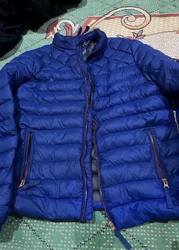 Mavi Parlak erkek Kışlık Fermuarlı Mont - Görsel 9