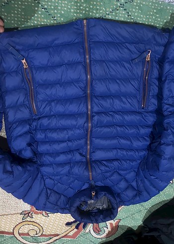 Mavi Parlak erkek Kışlık Fermuarlı Mont - Görsel 5