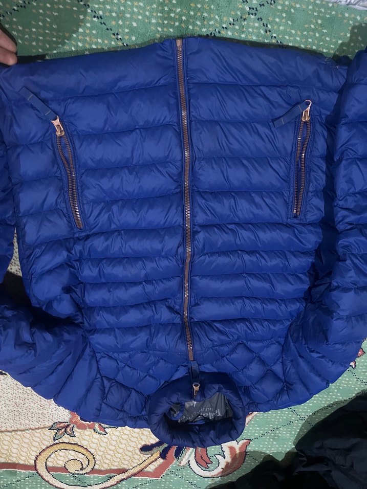 Mavi Parlak erkek Kışlık Fermuarlı Mont - Görsel 5