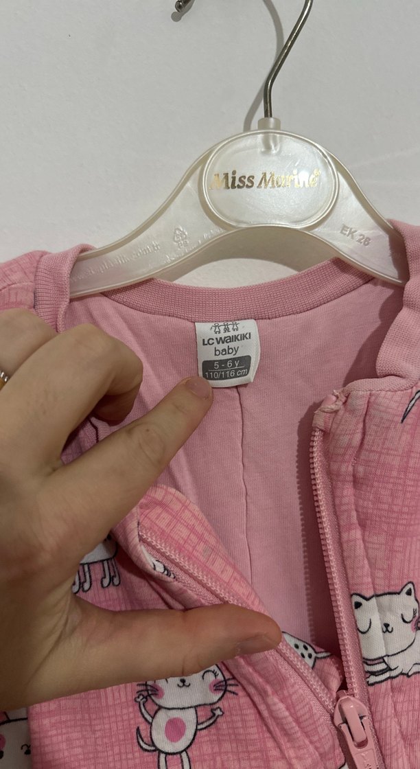 Kız Çocuk Pembe Uzun Kollu Tulum Pijama - Görsel 2