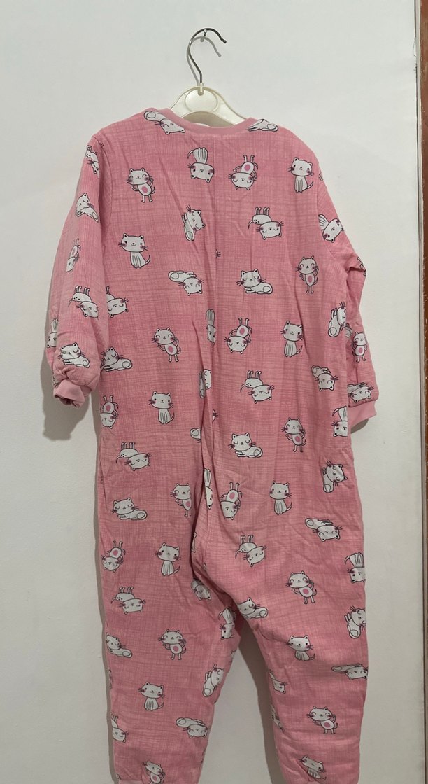 Kız Çocuk Pembe Uzun Kollu Tulum Pijama - Görsel 4