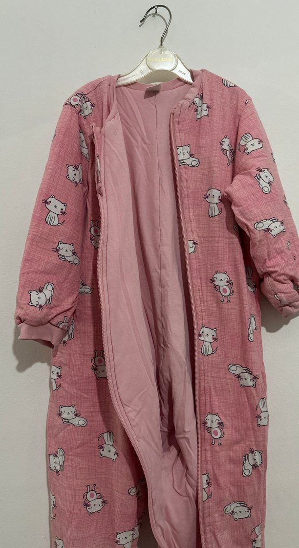Kız Çocuk Pembe Uzun Kollu Tulum Pijama - Görsel 3