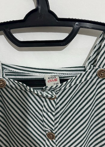 Çizgili Düğmeli Kız Elbisesi - Görsel 3