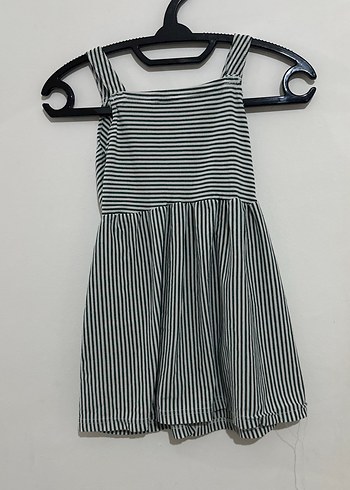 Çizgili Düğmeli Kız Elbisesi - Görsel 4