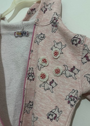 Kız Çocuk Kapüşonlu Fermuarlı Sweatshirt - Görsel 3