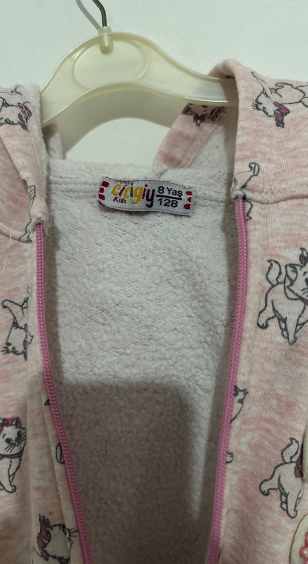 Kız Çocuk Kapüşonlu Fermuarlı Sweatshirt - Görsel 2