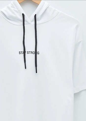 Beyaz Kısa Kollu Baskılı Sweatshirt