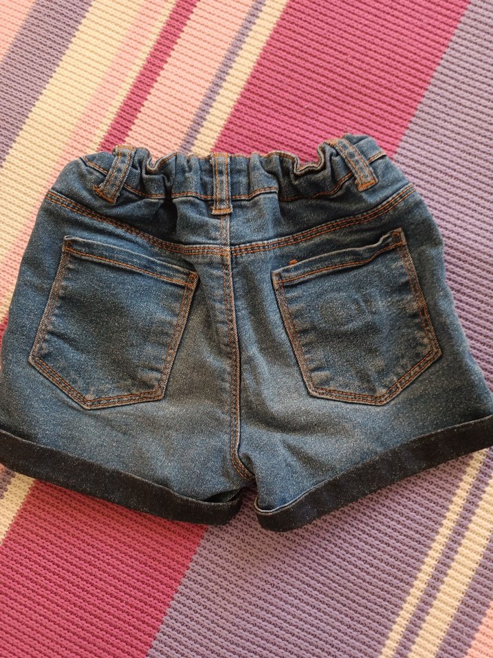 Kızlar için Düğmeli Mavi Denim Şort - Görsel 4