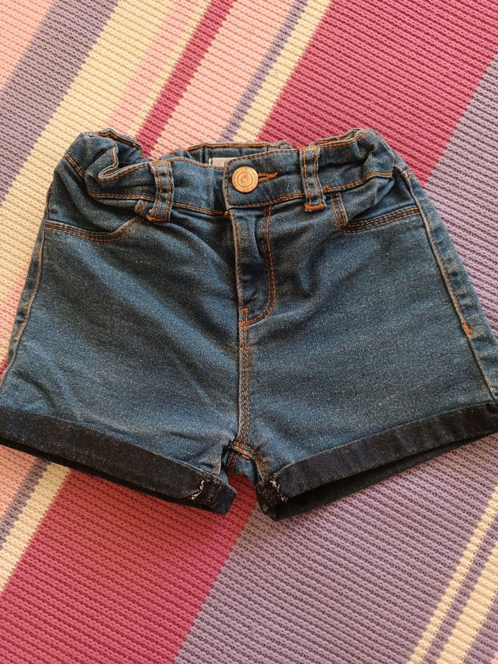 Kızlar için Düğmeli Mavi Denim Şort - Görsel 3