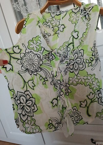 Bohem Tarzı Yeşil Desenli bluz - Görsel 6