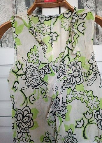 Bohem Tarzı Yeşil Desenli bluz - Görsel 5