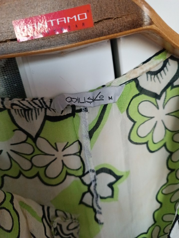 Bohem Tarzı Yeşil Desenli bluz - Görsel 4