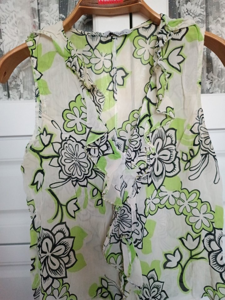 Bohem Tarzı Yeşil Desenli bluz - Görsel 5